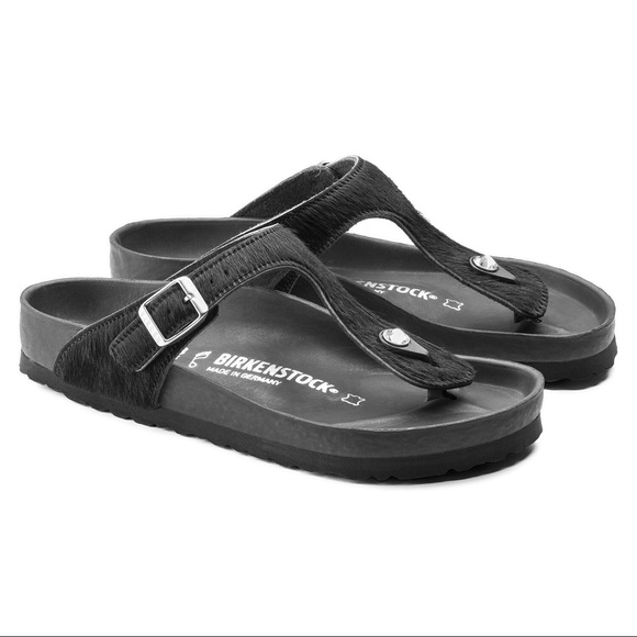 Birkenstock Shoes - New Size 37 Birkenstock Gizeh Cowhide Black Fur